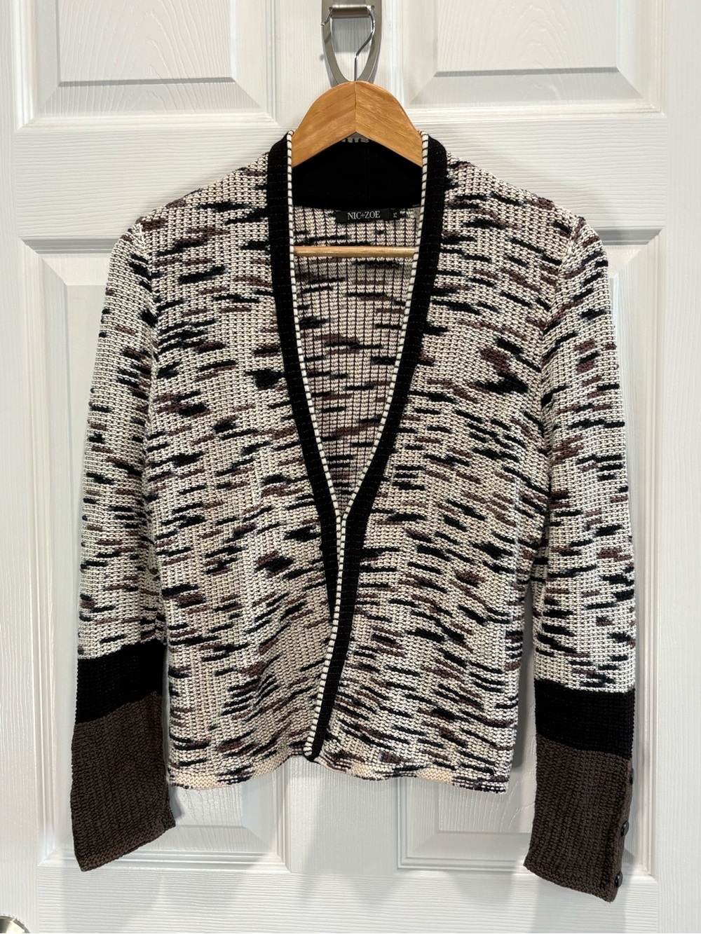 NIC+ZOE Perks Space Dye Hook & Eye Knit Cardigan, Size S